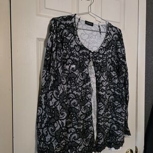 Lane Bryant Black Lace Overlay Scoop Neck Cardigan